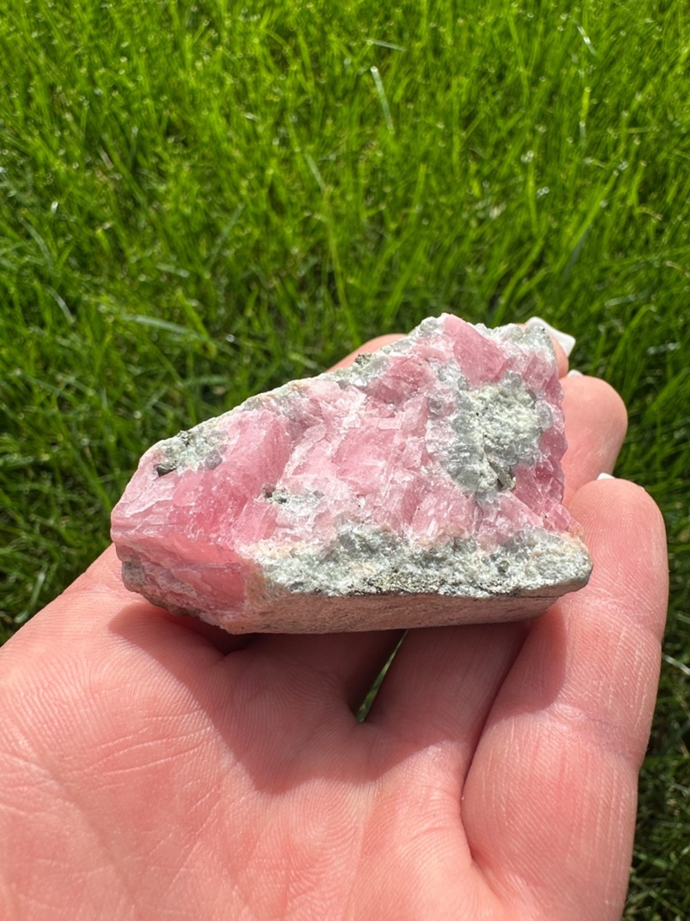 Pink Raw Rhodochrosite w/ Pyrite Chunk
